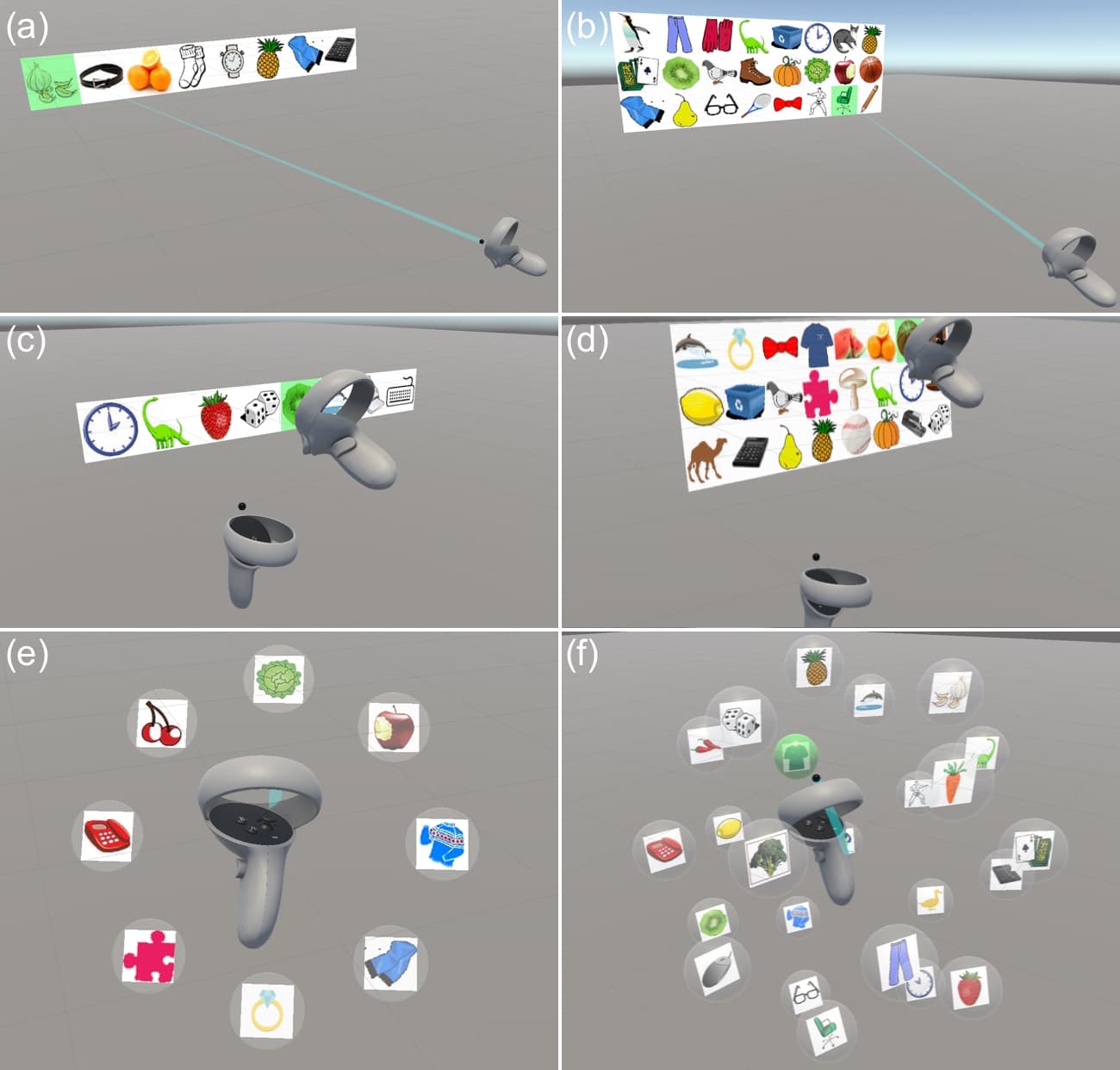The six menu types used in the study.